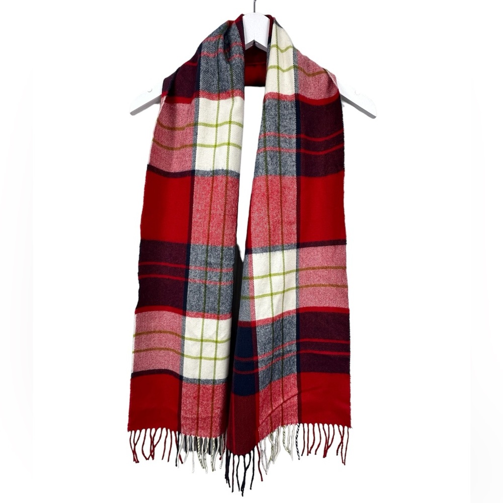 Cashmere Plaid Hand Tailored Fringe Scarf
